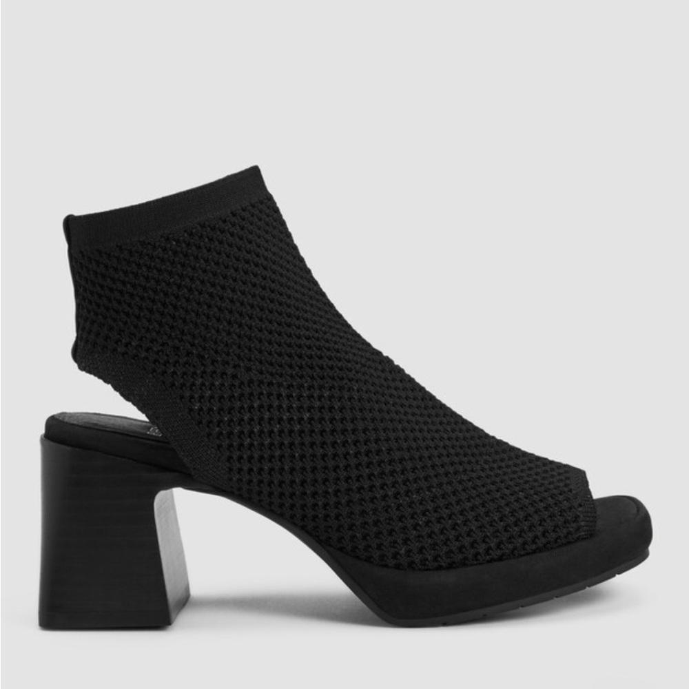 NWT Eileen Fisher Black Knit Heeled Boots